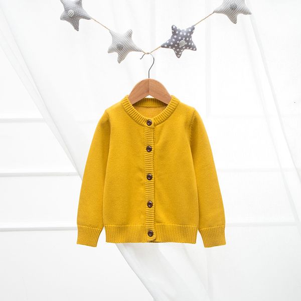 Pullover Biniduckling Autumn Winter Swater per ragazze Solid Cardigan Magioni a maglia Holded Unisex Toddler Kid Yellow Clothing 230823