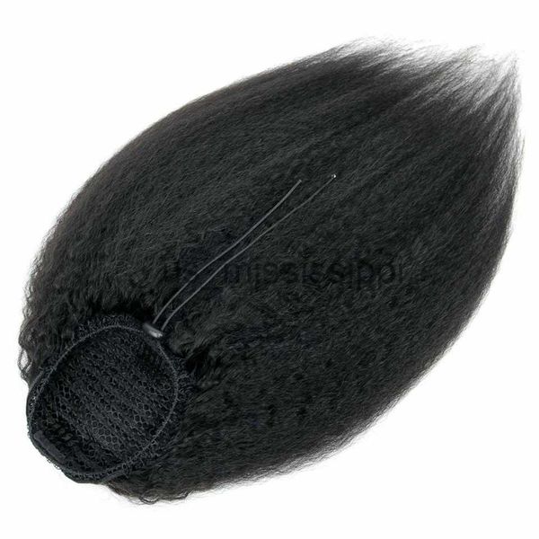 Parrucche sintetiche dolcezza coda di cavallo capelli umani clip corse ricci ruvide in capelli umani remy brasiliani avvolgenti per donne nere x0823