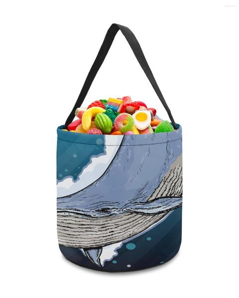 Depolama çantaları karikatür balinası derin deniz kabarcıkları sepet şeker kovası taşınabilir ev çantası çocuk oyuncaklar engel parti dekorasyon malzemeleri