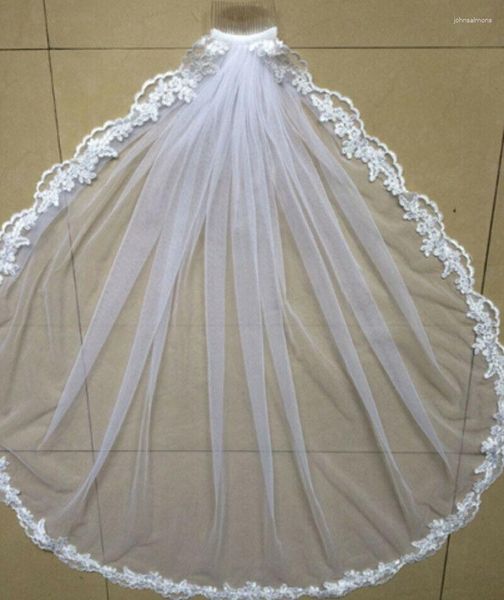 Veli da sposa Accessori per matrimoni in avorio bianco bordo in pizzo velo con dita pettine