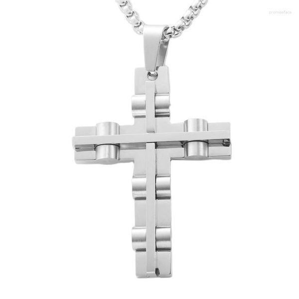 Anhänger Halskette Asjerlya Vintage Cross Halskette für Frauen Männer Edelstahlstahl Stahl Jesus Kette Pullover Kragen Schmuck