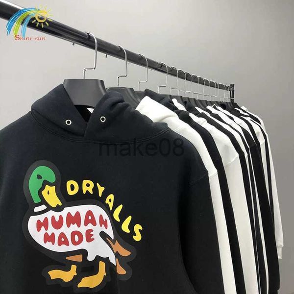 Erkek Hoodies Sweatshirts Ördek Baskı Deseni Gevşek İnsan Yapımı Hoodie Kapüşonlu Erkek Kadın Yüksek Kaliteli Beyaz Siyah Büyük Boy