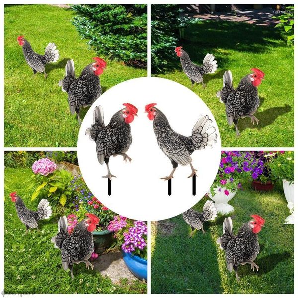 Decorazioni da giardino simulazione simulazione di pollo ornamenti gallina per inserire segni di stampa a doppia facciata scultura del gallo