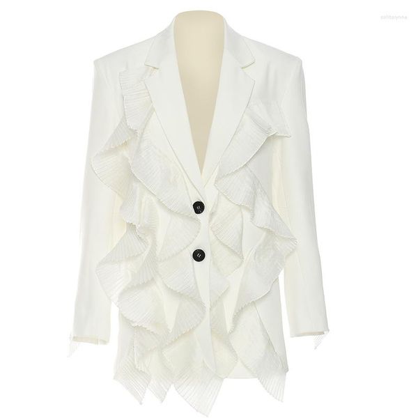 Frauenanzüge 2023 Chiffon Spottedace Fairy Style 3D Dekorative Spitzenanzug Mantel Lose Fit Jacket Blazer Elegant lässig lässig