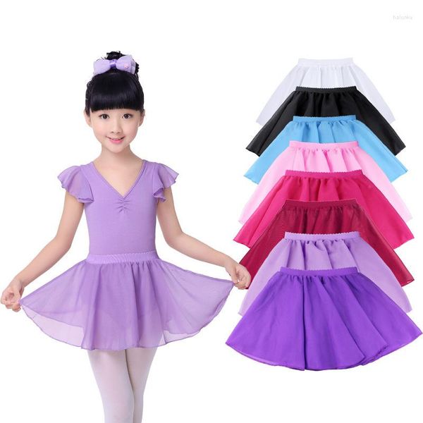 Stage desgaste 1pc tutu balé colleta meninas garotas chiffon dançando saia infantil de dança de dança vestidos de collant