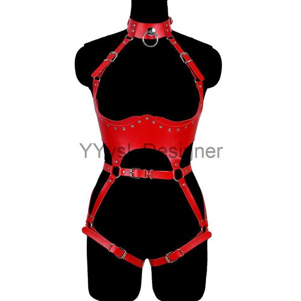 Le donne regolano la bondage in pelle bondage cablaggio del corpo cinghia danza da ballo sexy gambe punk gamba garnello cavo cavo reggiseno x0823