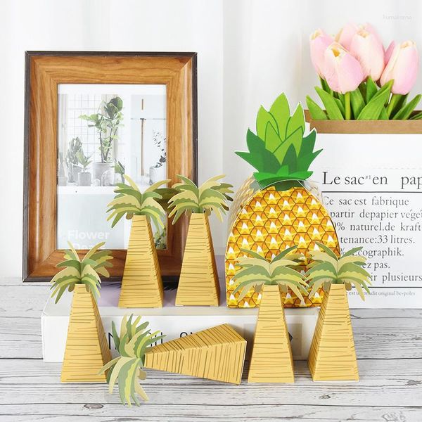 Hediye sargısı 5/10 adet kağıt ananas hindistan cevizi şeker kutuları yaz bebek duşu düğün partisi lehine kutu hawaiian luau