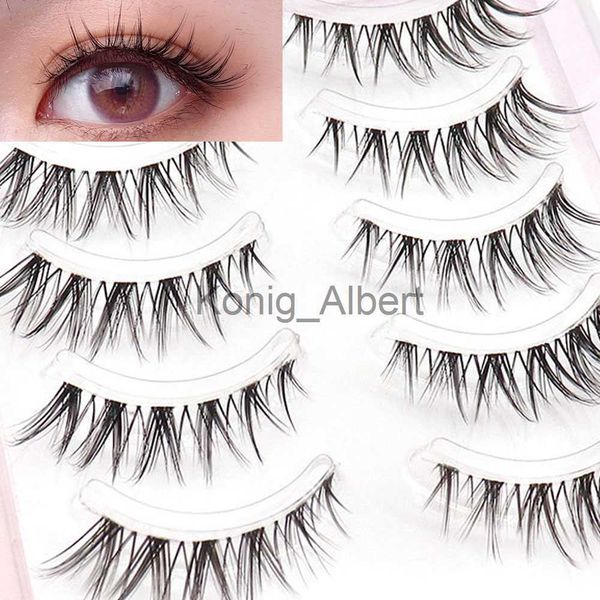 Falsche Wimpern Neue 5 Paare 3D Light Thai Make-up V-förmig kleine Teufel falsche Wimpern natürliche dicke dünne transparente Stamm Manga gepfropfte Wimpern x0823