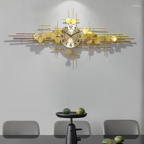 Relógios de parede Luxo dourado Luxo grande relógio decorativo Design de casa mecanismo de metal pendurado OFERTAS CONVIO GRATIS decoração