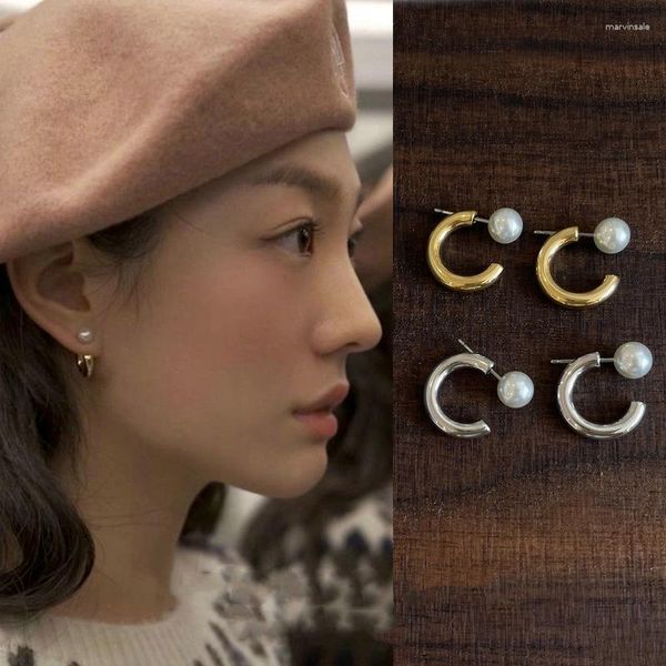 Orecchini per borchie Gold Silver Color Metal Circle for Women 2023 Simple Small Piccolo Parl Parl Fashion Vintage Jewelry