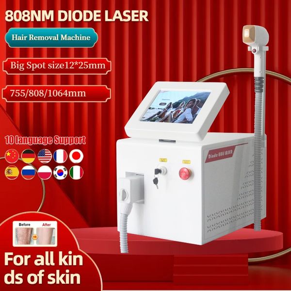 2024 Nuova macchina per la depilazione del laser a diodi 808NM 808 755 1064nm Barre di alessandrite 3 lunghezze d'onda per la casa e il salone 808 Remover