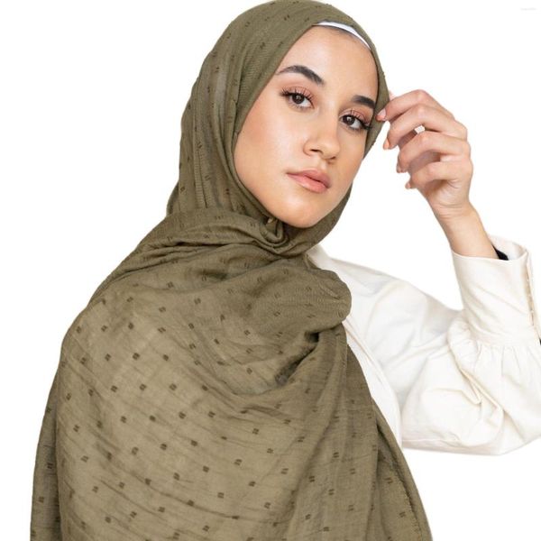 Ethnische Kleidung Dot Pom Cotton Hijab Scarves Frauen Muslim -Schals groß Größe