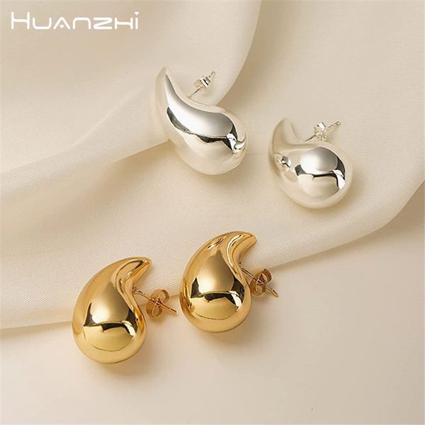 Charm Huanzhi Leichtes Edelstahl Hohlwassertropfen Ohrringe für Frauen Mädchen Anti -allergische einfache Designparty Schmuck 230823