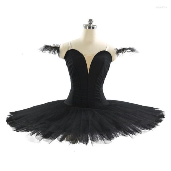 Abbigliamento da palcoscenico Professional 12 strati praticano donne ragazze semplici Black Swan Lake Ballet tuto