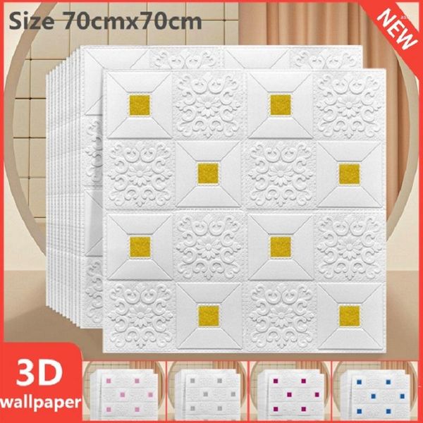 Duvar Çıkartmaları 5/10 PCS 3D DIY Su geçirmez çıkartma 70 70cm Duvar Kağıdı Tavan Oturma Odası Yatak Odası Çatı Kağıtları Kendinden Yapısal