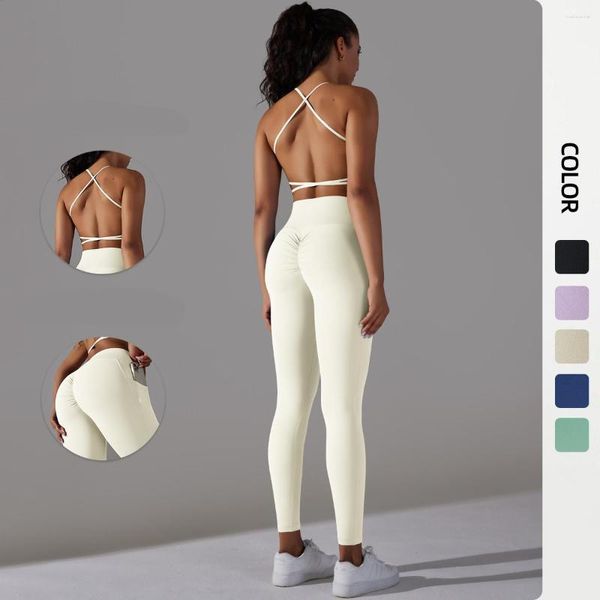 Set attivi set di yoga a doppia faccia set 2023 donne solide croce sport reggiseno a vita alta leggings 2 pezzi di fitness palestra abito da allenamento fitness