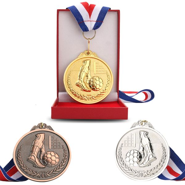 Dekorative Objekte Figuren Gold Silver Bronze Award Award Medal Gewinner Belohnung Fußballwettbewerb Preise Preis für Souvenir Geschenk Outdoor Sport Kinder Spielzeug 230822