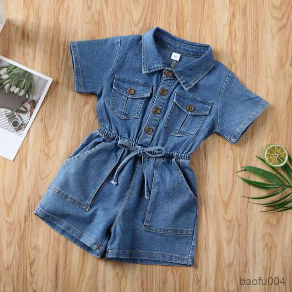 Giyim Setleri Toddler Çocuk Erkek Erkek Kız Kız Blue Jeans Tulum Romper Tulum Bebek Giysileri Kıyısı Kız R230823