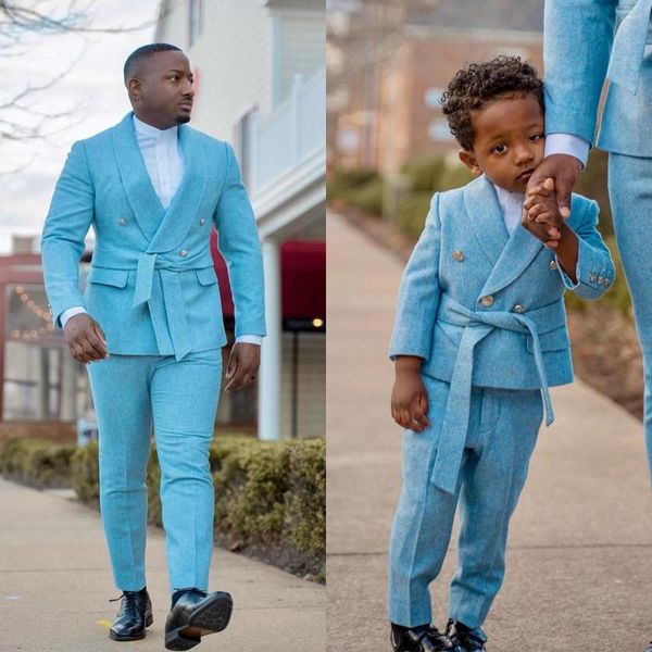 Herrenanzüge blauer Anzug 2 Stück Blazer Hosen ein Knopf mit Gürtel schiere Reversgeschäft formelle Arbeit tragen Hochzeitsbräutigam Kostüm Homme