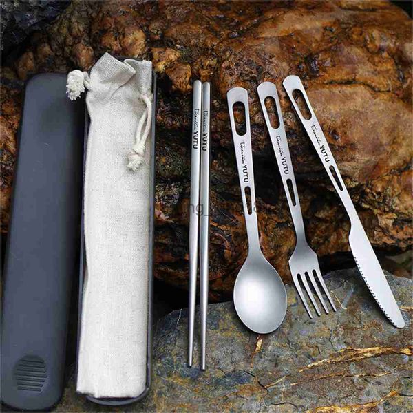 Titanyum Çatal Bıçak Alan Tasarruf Gerekli Gümüş Kompakt Treking Mutesler Piknik Takım Taşınabilir Çatal Dayanıklı Eğilim Trendi Yürüyüş Dişli HKD230812