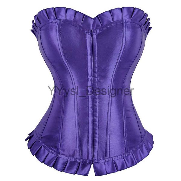 Corsetto vittoriano Bustier in raso Overbust Corsetto burlesque Costume Plus Size Corsetti senza spalline per le donne Moda Viola Bianco x0823