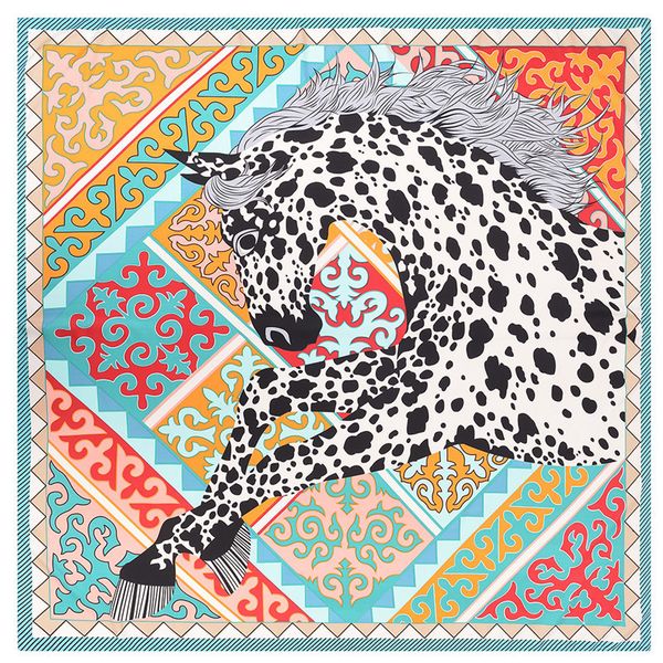Sciarpe POBING Sciarpa di seta di marca di lusso Donna Leopardo geometrico Stampa unicorno Sciarpe quadrate Foulard grande Femme Sciarpa di seta in twill primaverile 230823