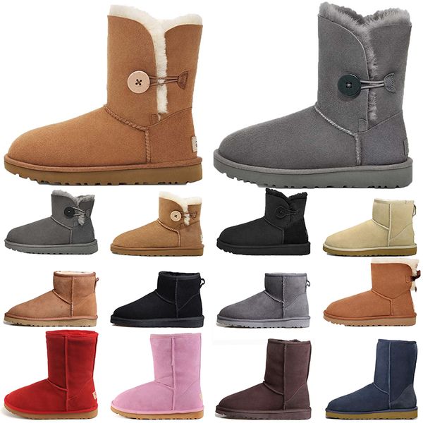 Botas de grife para feminino Botas de neve de inverno Tasman Slides de peles Slippers tornozelo mini arco caia khakl preto branco rosa Botta Botes Uggli Sports Sneakers Ugges Boot