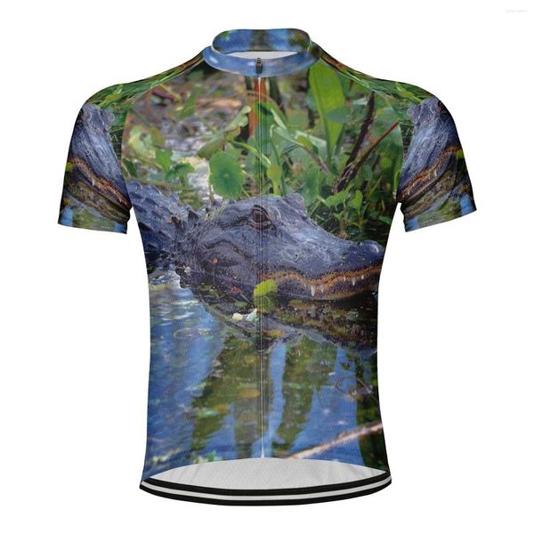 Jackets de corrida 2023 Crocodilo Homem Cicling Cycling Jersey Manga curta Tops de bicicleta mtb Downhill Shirt Road Bike Team Summer Sports Clothing