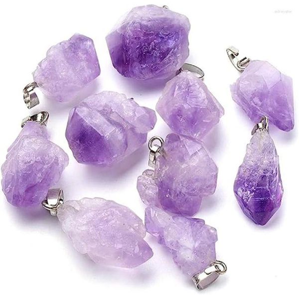 Anhänger Halsketten XSM 1PCS Natural Unregels Amethyst Steinstein Anhänger Heilung Kristall Chakra Edelsteine ​​für Schmuck Zauber für Schmuck