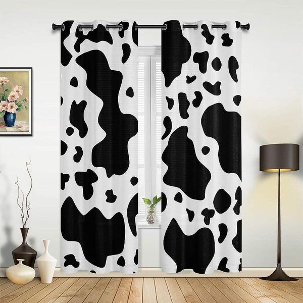 Vorhang weiße und schwarze Farbe Tierkuhdruckfenster Vorhänge für Wohnzimmer Das Schlafzimmer moderne Vorhänge Custom