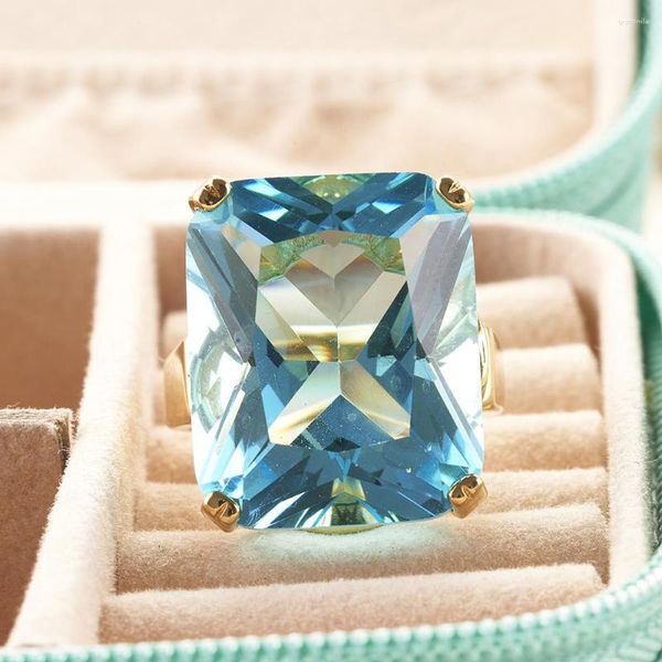 Кластерные кольца Cellacity Big Sapphire Blue Color Gemstone Women Man Ring Silver 925 Женские подарки