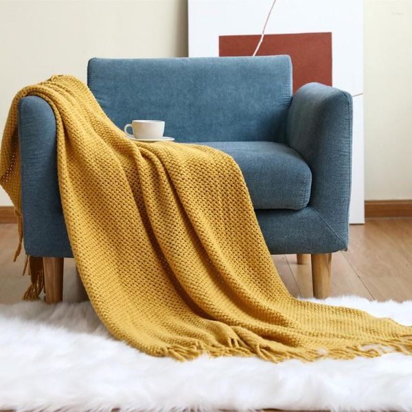 Cobertores Sofá de estilo nórdico cobertor de xale carro Tampa de camping capa de cor sólida imitação de lã Toalha decorativa de lã