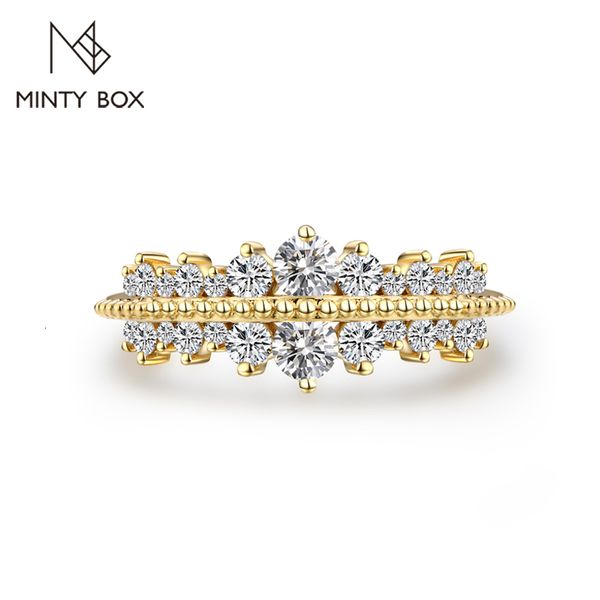 Anelli di nozze Mintybox Brilliant Cut 3 0mm Ring per donne uomini Pure 18K 14K 10K Giollo Gold Engage Gift da festa di lusso 230822