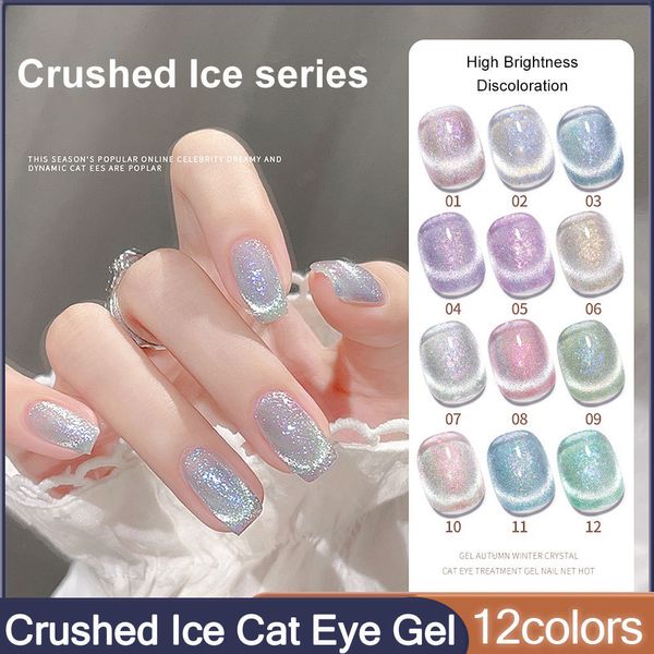 Миссис ногтя Missgooey Crushed Ice Cat Geel Gels Nails Prock 10 мл Яркая вспышка полумамерное замачивание из ультрафиолетового светодиодного магнитного геля лака для Manicure 230822