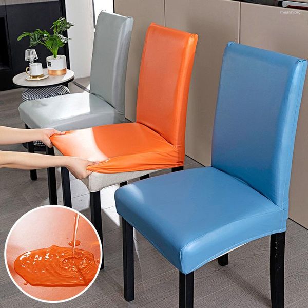 Coperture per sedie copertura in pelle impermeabile sala da pranzo elastica per le sedie cucina spandex case vivente per ufficio decorazione