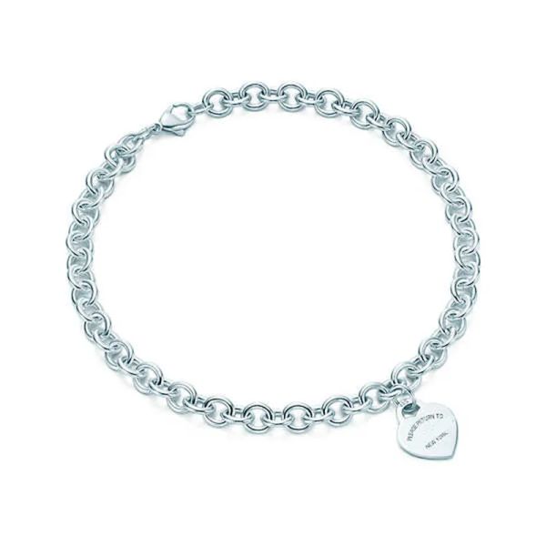 Tiffanyjewelry Tiffanybead Halskette Herz 925 Sterling Silber Armband Frau Schmuck Mode Feiertagsfeier Geschenk 308