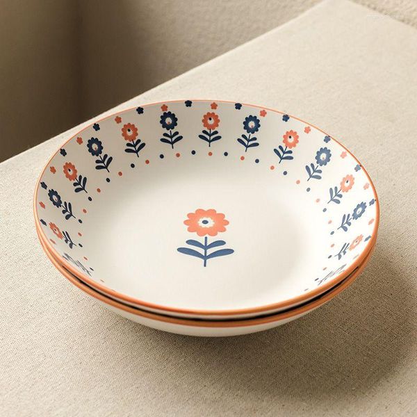 Ciotole Ceramiche opache di girasole in ceramica profonda dischi per la casa per la colazione cucina cucina cucina casa quotidianamente da pranzo semplice