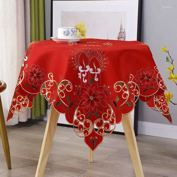 Tana -de -mesa quadrado 85cm Europa de Natal El Cetin Lace Cover bordado Toalha de cozinha Decoração de aniversário de toalha de mesa