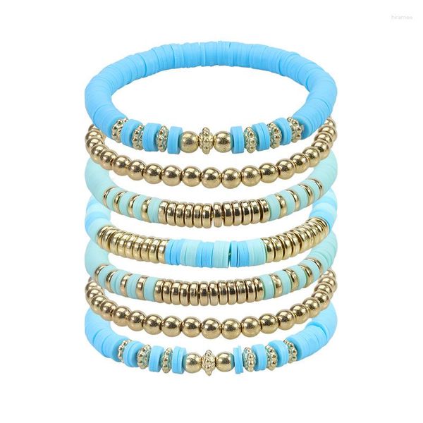 Strand wg 7pcs boho estetico colorato polimero argilloso bracciale set di perline rosa impilamento di bracciali per adolescenti amicizia amicizia gioielli preppy