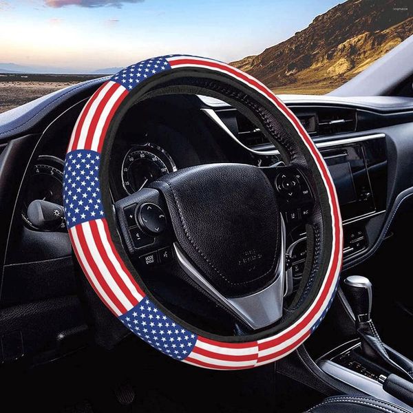 Lenkrad umfasst die amerikanische Flagge Anti -Schlupfelastizität Car Accessoires Protector Universal 15 Zoll