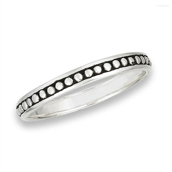 Обручальные кольца S925 Серебряное серебряное серебряное серебряное вечное бисера простые кольцо точка Thai Black Band помолвка