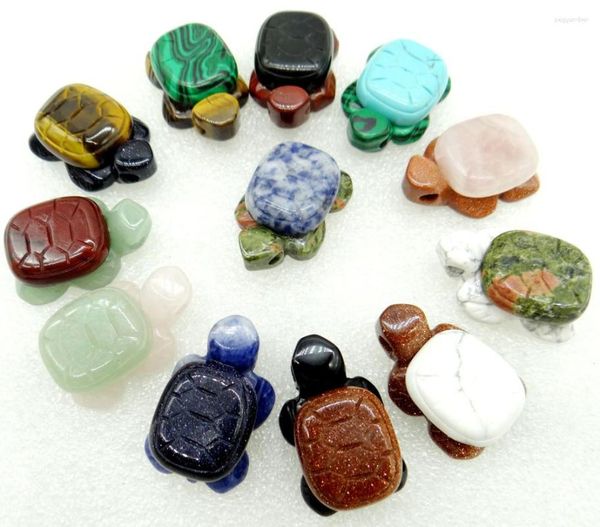 Colares pendentes de pedra natural quartzo de cristal turquesa de tigre olho de tartaruga esculpida para jóias diy fazendo acessórios de colar 1pcs