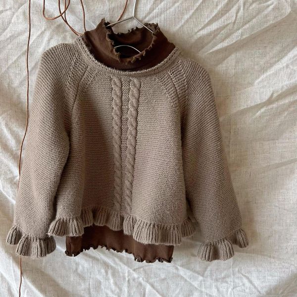 Pullover 2023 Autumn coreano Childrens Wear Girls Sweater Cute Knit Children Casual Cotton Color Solid Clothes Baby Sweater 230823