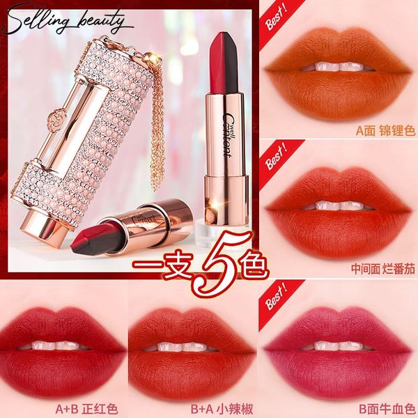 Lippenstift Fünf-Farben-Lippenstift Samt Matte Lippenstift Nicht-Stick-Becher langlebig glatte Feuchtigkeits- und wasserdichte Lippenmake-up-Großhandel 230823