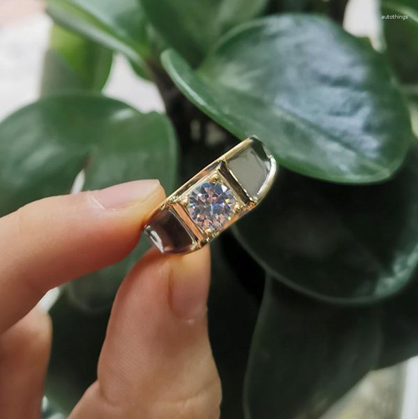 Anéis de casamento S925 Moissanite Silver-Gold Moissanite Two-Color Ring European e American Fashion Luxury Men's Engagement