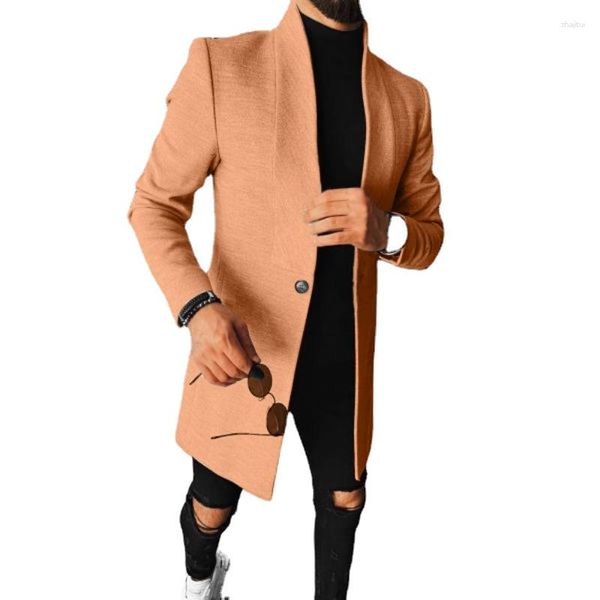 Jackets masculinos masculino para masculino Caso de gola em pé de comprimento médio e inverno Slim Slim Windbreaker Man sobretudo 5xl