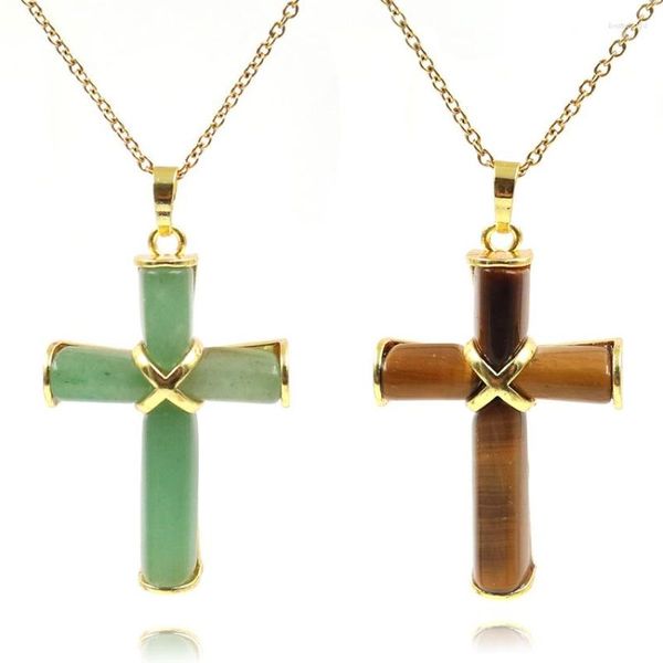 Collane a ciondolo xsm ametista naturale lapis lazuli cross gem pietra reiki caglie di collana gioielli per donne uomini ragazze