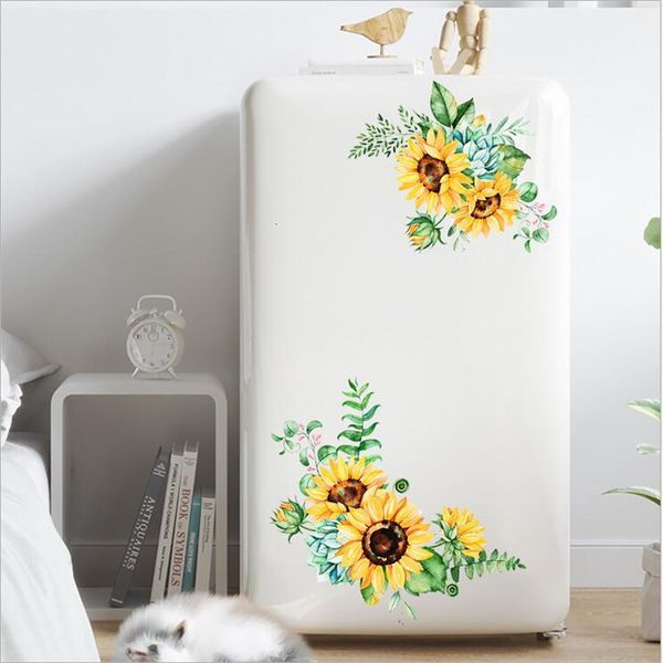 Wandaufkleber Abnehmbares Sonnenblumenblumenblume Rattan Aufkleber für Kühlschrankschrank Glas Toilette Diy Abziehbilder Kunst Wanddekoration 230822