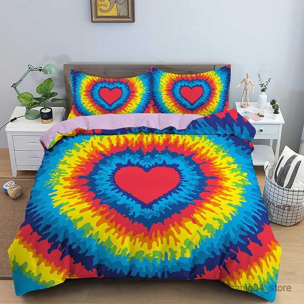 Conjuntos de cama Tie Dye Duvet Cover Set Bedding Set Cor Vibrante Espiral Tie Dye Design Meninos Meninas Conjunto de Cama Twin Size R230901