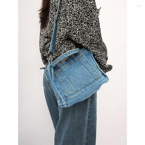 Bolsas de noite Mulheres multifuncionais Totas casuais Bolsas de tecido de jeans azul